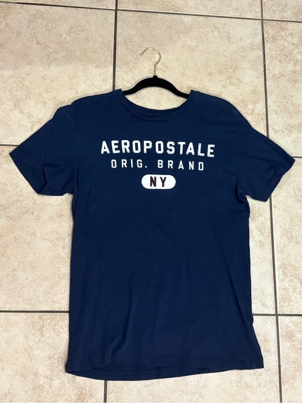 Aeropostale Men's Navy Blue Logo Short Sleeve Tee